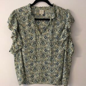 Anthropologie Joie flutter sleeve floral top